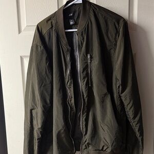 H&M Men's Dark Green Bomber Jacket